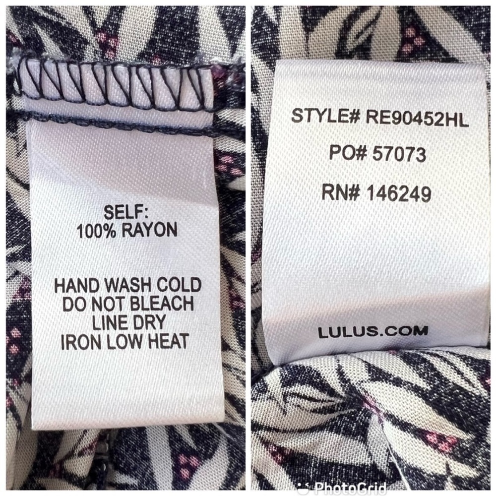 Lulus Dondi Leaf Print Romper Navy White Pink Tie Front S - Picture 9 of 14